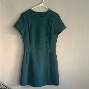 Zara Teal Mini Dress with Button Accents